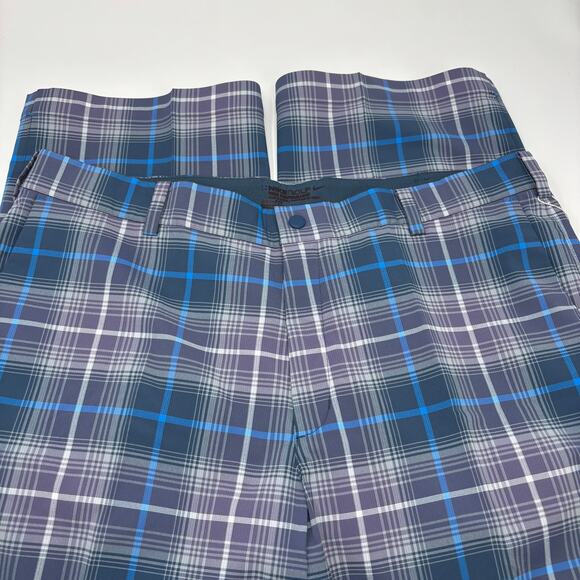 Nike Golf Dri Fit Mens 36x30 Purple Blue Plaid Tour Performance Golf Pants NWT - Picture 2 of 7